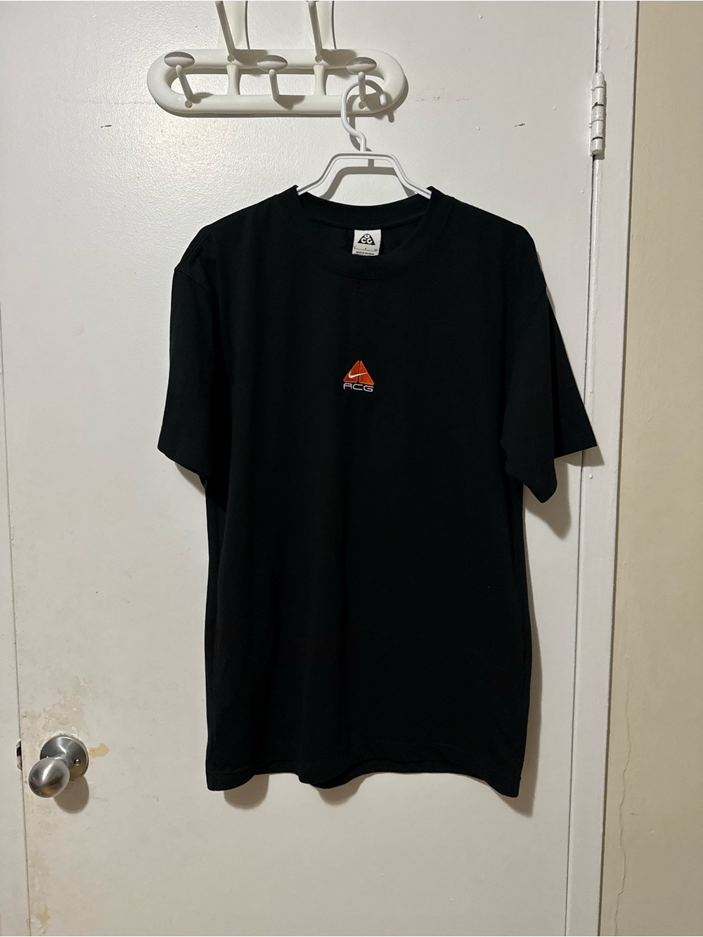 Nike ACG Black Short Sleeve T-Shirt with Orange Logo